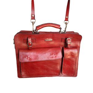 TUSCANY LEATHER Bold Red Briefcase Satchel